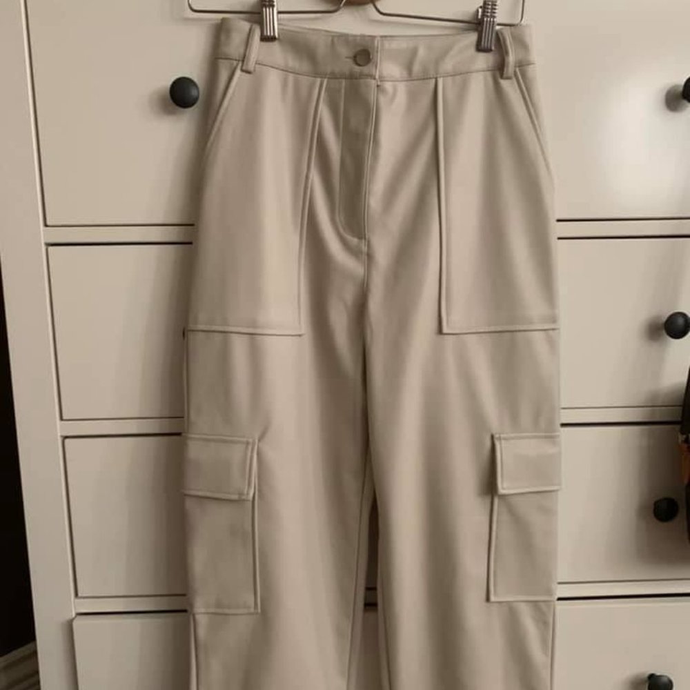 Topshop faux leather cargo pants